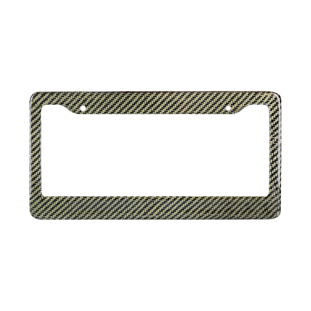 Carbon Fiber License Plate Frame - Gold V1