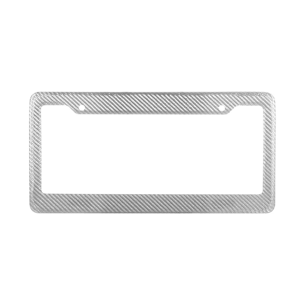 Carbon Fiber License Plate Frame - Silver V1